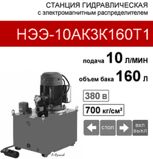 (НЭЭ-10АК3К160Т1) Насосная гидравлическая установка 160л, с 3х-поз. распределителями, 10,0л/мин,380В380