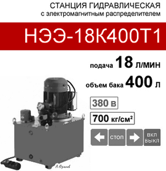 (НЭЭ-18К400Т1) Насосная гидравлическая установка 200л, с 3х-поз. распределителем, 18,0л/мин, 380В380
