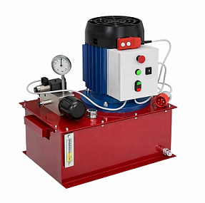 (НЭА-5,0Г40Т1) Cтанция насосная 40 литров, с 2х-поз. распределителем, подача 5 л/мин, 380В, электромагнитный золотниковый распределитель